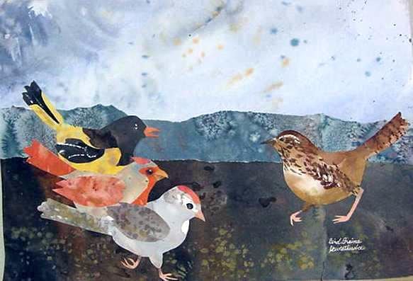 Birdbrains collage painting